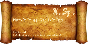 Maróthy Szilárd névjegykártya